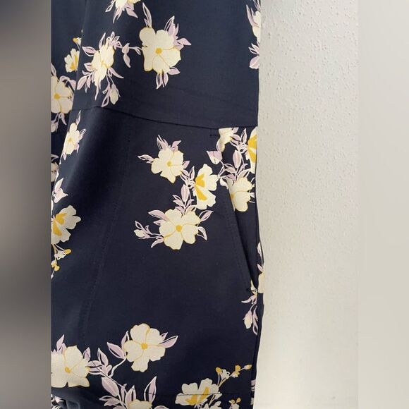 J Jill Navy Floral Dress with pockets Large - Picture 3 of 10